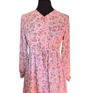 SHEIN Floral Pink Long Sleeve Dress Size Small